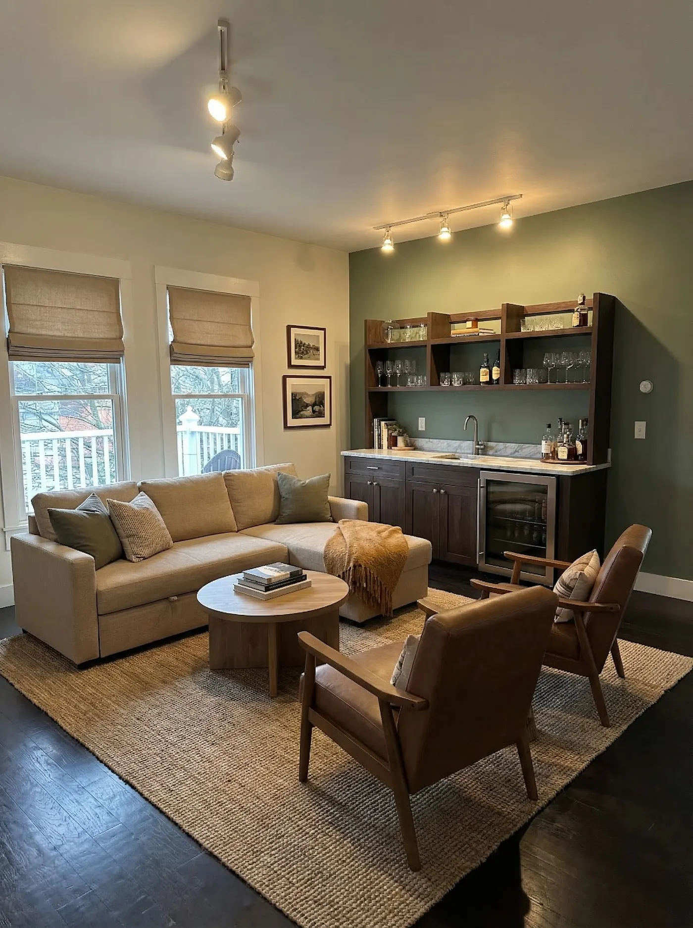 Main room of The Promenade, an elegant suite with bay windows at The Leschi Collection