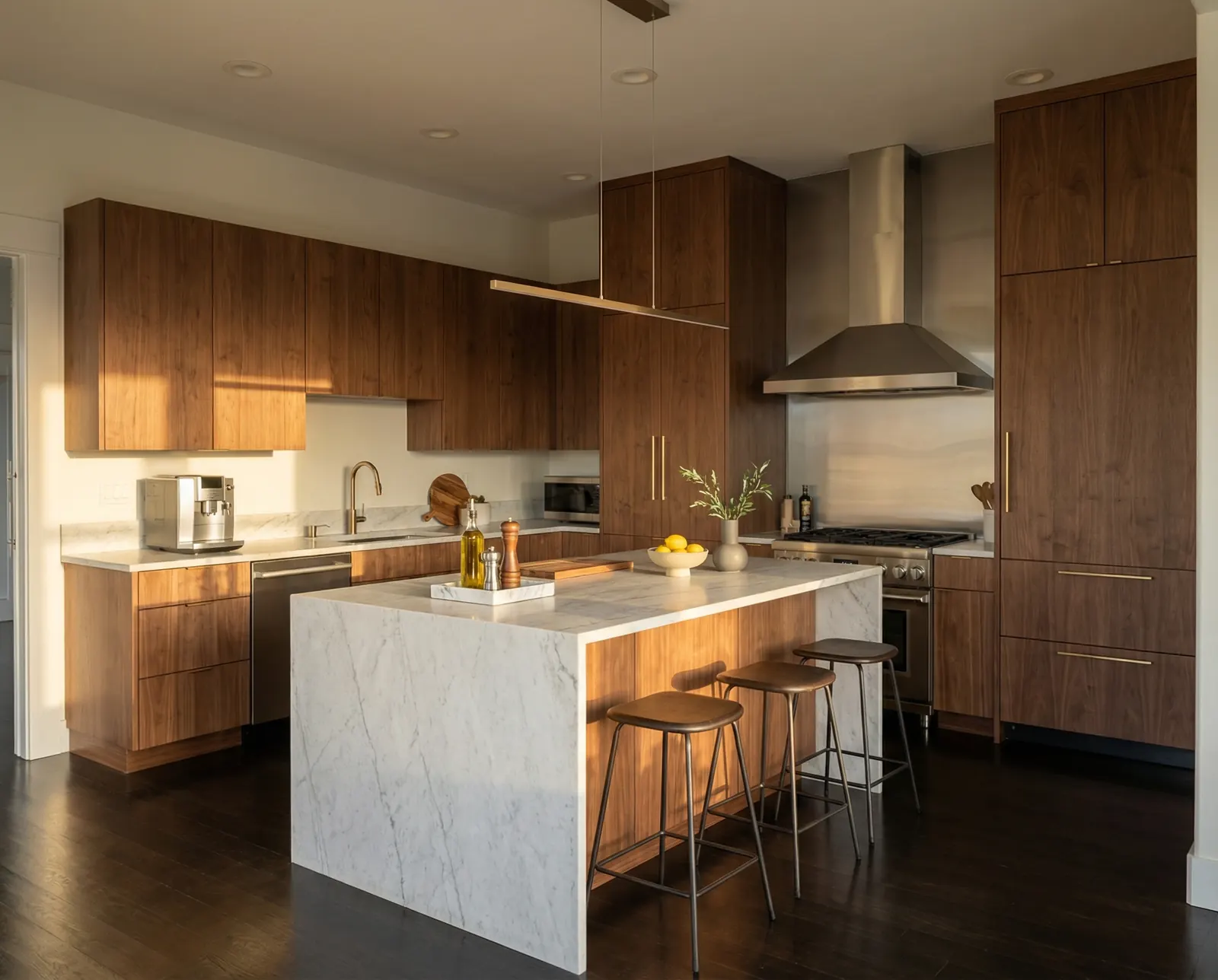 Common kitchen at The Leschi Collection